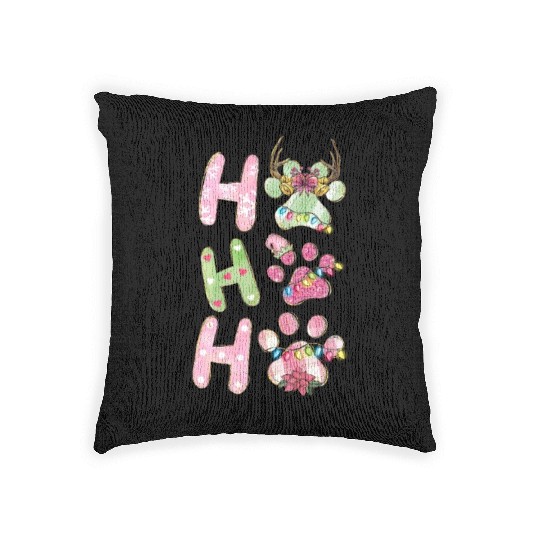 Xmas Christmas Ho Ho Ho Dog Paw Puppy Woven Pillows