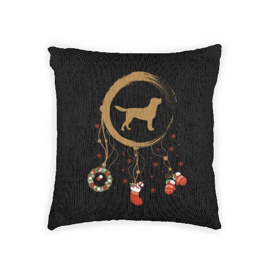 dog dreamcatcher Christmas Labrador Woven Pillows