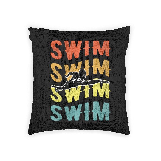 Funny Graphic Design Of Keep On Swimming Swim Swim Woven Pillows