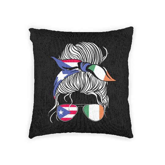Puerto Rico Flag Ireland Grown Women Girl Country Woven Pillows