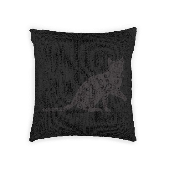 Black magic Cat desk mat , black cat holding on Woven Pillows