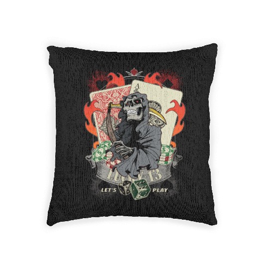 Let us play Poker Lucky 13 Skull gift Woven Pillows