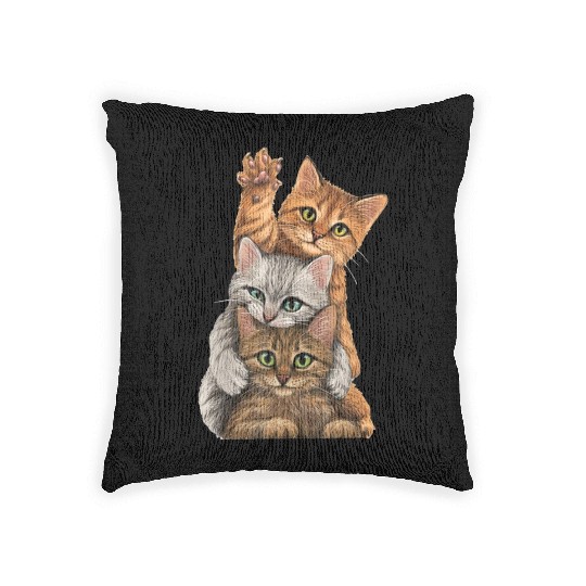 cute little Cats playing Wall lovers kitty kittens Woven Pillows