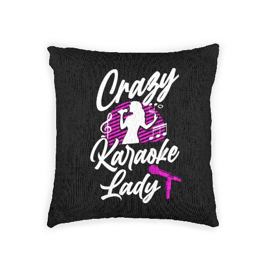 Karaoke Singer Crazy Karaoke Lady Woven Pillows