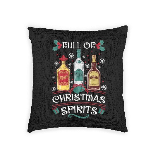 Christmas Tequila Vodka Whisky Lover Woven Pillows