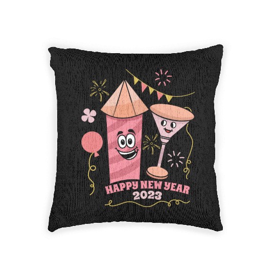 Wine Fireworks 2023 New Year Hello 2023 New Year Woven Pillows