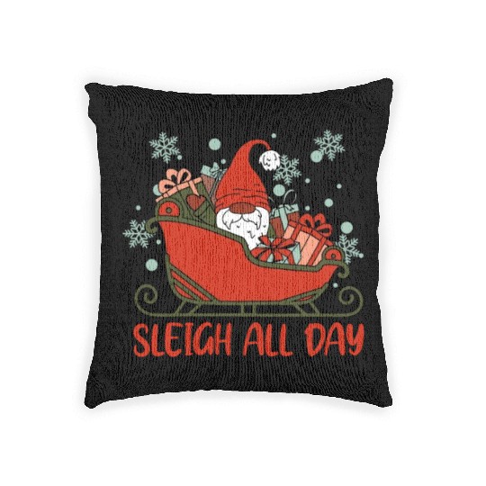 Xmas Christmas Sleigh All Day Gnome Woven Pillows