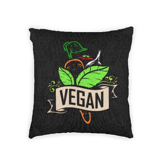 Carrot, Onion And Tomato Logo For Vegetarians And Woven Pillows