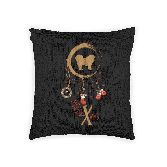 dog dreamcatcher Christmas Tibetan Mastiff Woven Pillows