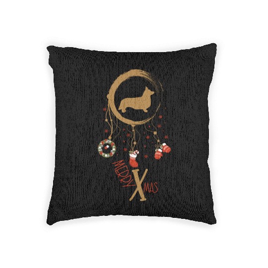 dog dreamcatcher Christmas Welsh Corgi Woven Pillows