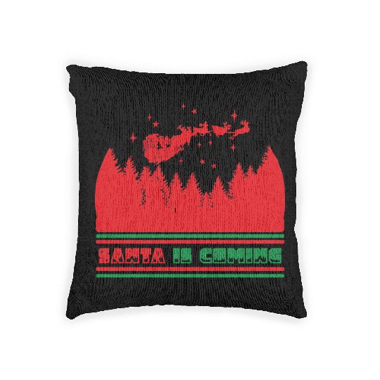 Santa is coming Woven Pillows