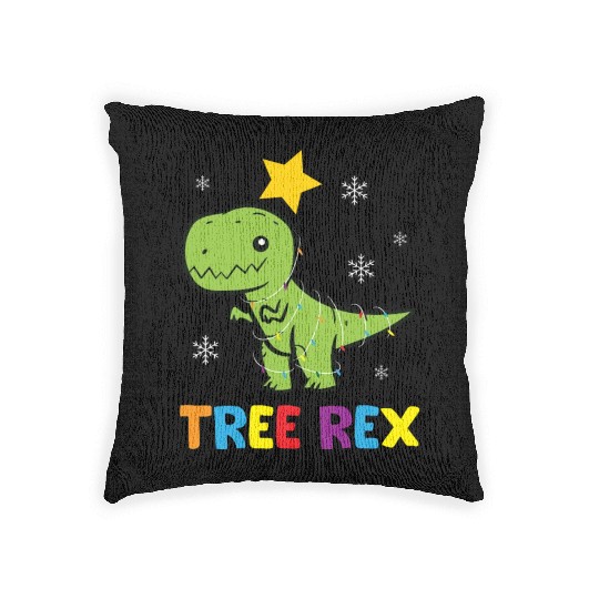 T-Rex - Tree Rex light chain star snowflake colorf Woven Pillows
