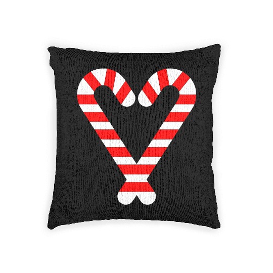 Candy Canes Heart Hearts Christmas Winter Woven Pillows
