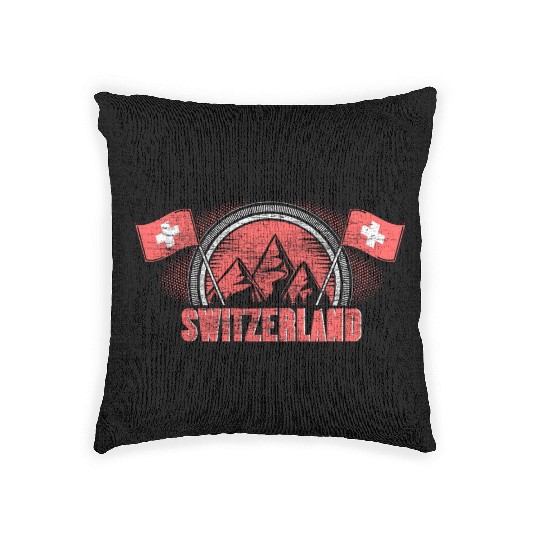 Switzerland Matterhorn Flag Gift Idea Woven Pillows
