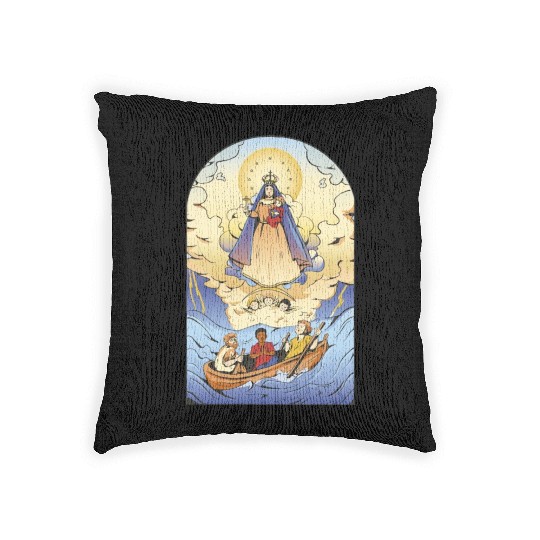 Christianity boat sailing ocean Christianity boat Woven Pillows