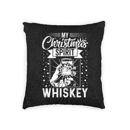 My Christmas Spirit is Whiskey Woven Pillows