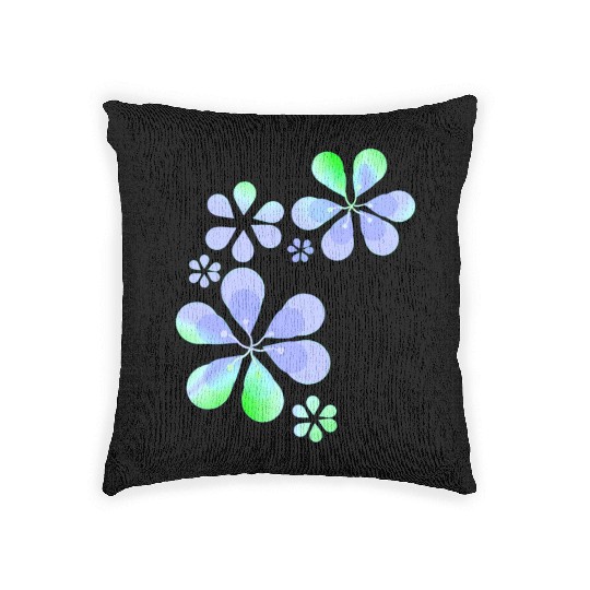 purple flowers pattern shape green Woven Pillows
