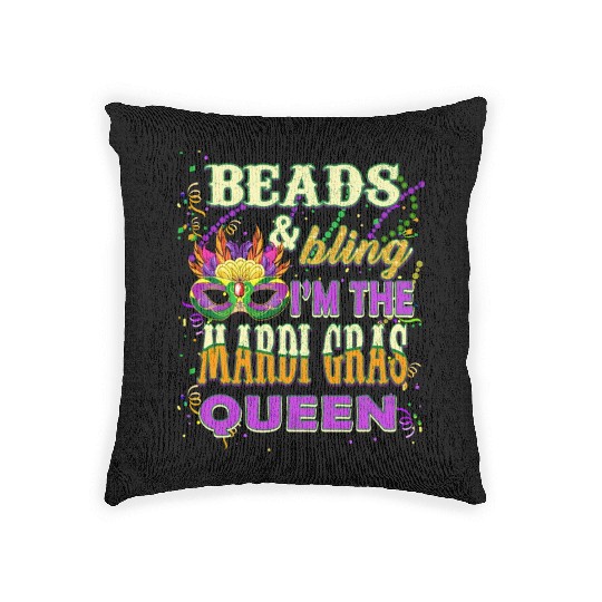 Beads and Bling I'm The Mardi Gras Queen Woven Pillows