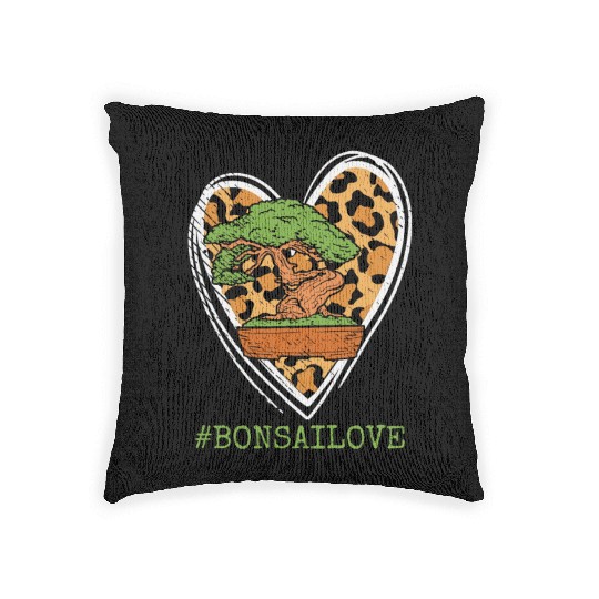 Bonsai Miniature Trees Love Japanese Leopard Heart Woven Pillows