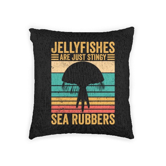 Funny Jellyfish Are Just Stingy Sea Rubbers Retro Woven Pillows