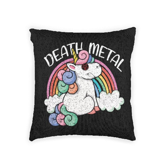 Rainbow Unicorn Satan Love Metal Music Heavy Rock Woven Pillows
