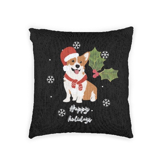 happy holidays Woven Pillows