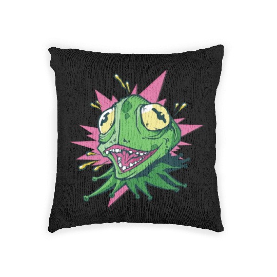 Green creepy frog Green creepy frog inspiration st Woven Pillows