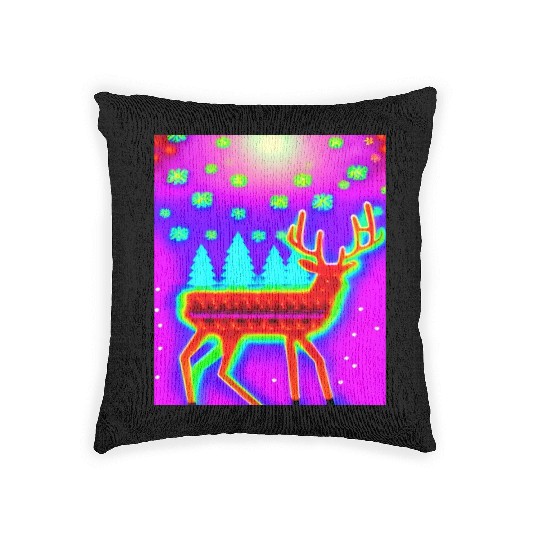 Retro Christmas Reindeer Woven Pillows
