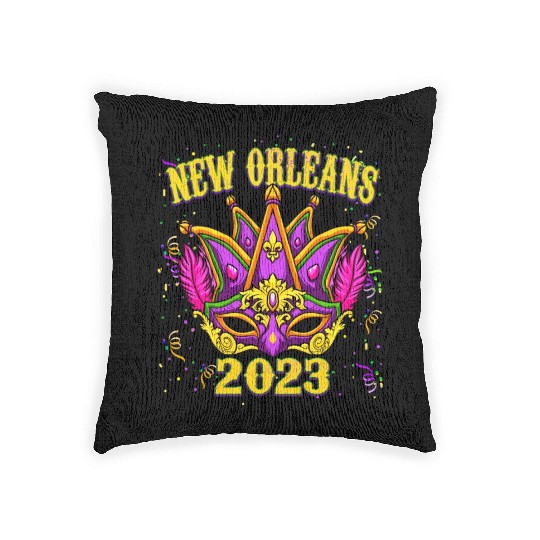 New Orleans 2023 Mardi Gras Festival Woven Pillows