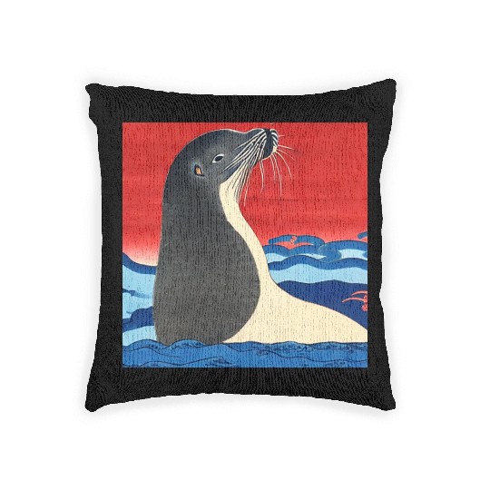 Ukiyo-e Seal, Japanese Print Woven Pillows