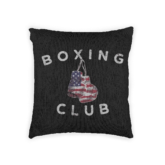 Boxing Club Vintage Us Flag Boxing Gloves Woven Pillows