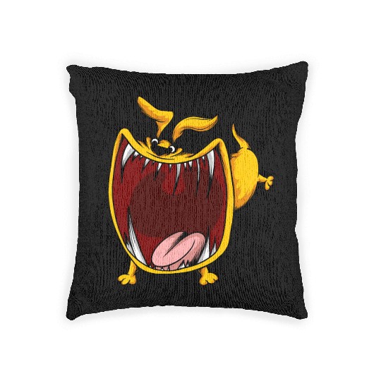 Scary Big Mouth Dog Owners Pet Lover Gift Ideas Woven Pillows