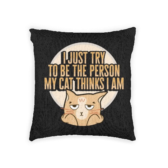Cat Meme Design for a Cat Lady or Cat Mom Woven Pillows