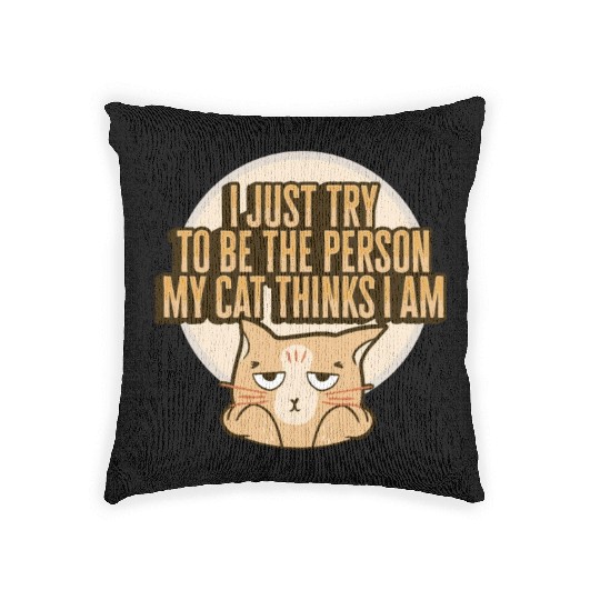 Cat Meme Design for a Cat Lady or Cat Mom Woven Pillows