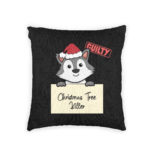 Wolf christmas funny prison Woven Pillows