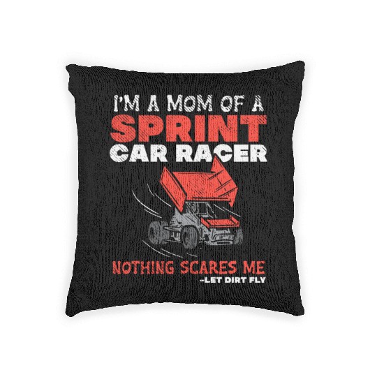 Mom Of A Sprint Car Racer Race Day Driver Mother Woven Pillows