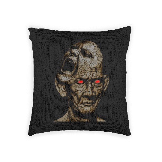 Stoic Old Man With Cracked Leathery Skin Red Eyes Woven Pillows