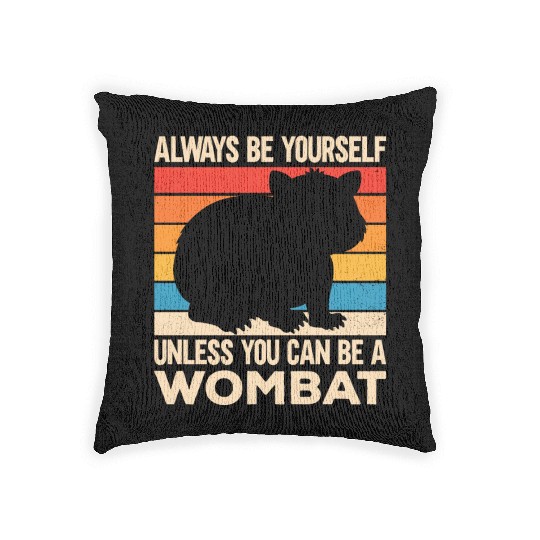 Native Australian Animal Lovers Cute Wombat Woven Pillows
