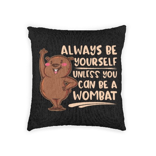 Native Australian Animal Lovers Cute Wombat Woven Pillows