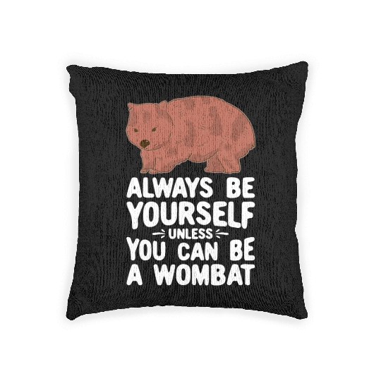 Native Australian Animal Lovers Cute Wombat Woven Pillows