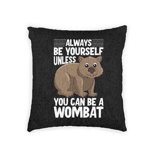 Native Australian Animal Lovers Cute Wombat Woven Pillows