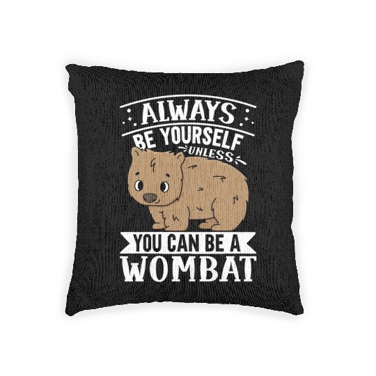 Native Australian Animal Lovers Cute Wombat Woven Pillows