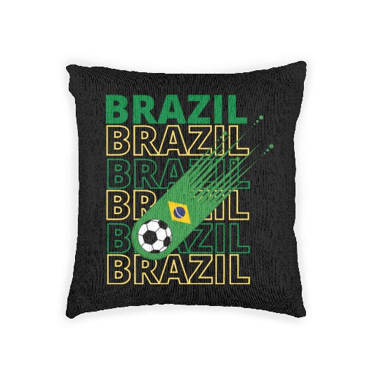 Retro World Brazil Soccer Woven Pillows