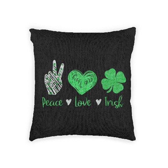 Peace Love Irish St Patricks Day For Men Women Woven Pillows