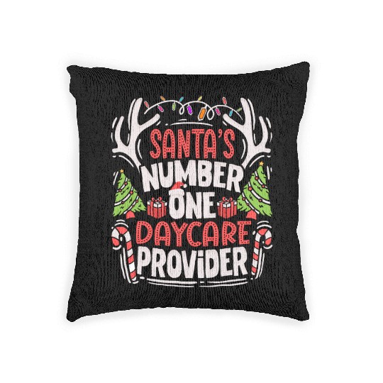 Santas Number One Daycare Provider Christmas Woven Pillows