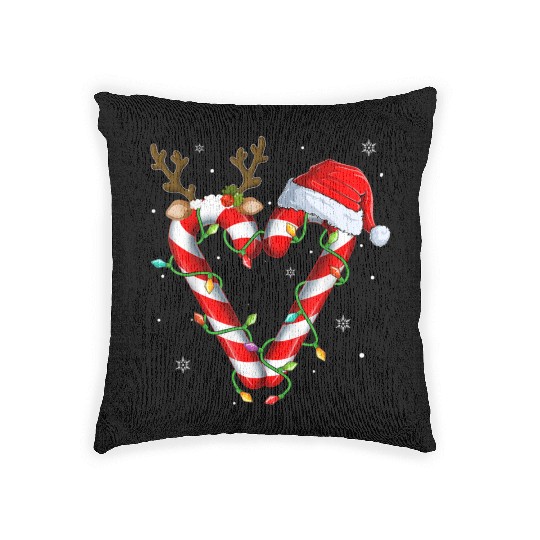 Candy Cane Crew Santa Christmas Lights Xmas Kids Woven Pillows