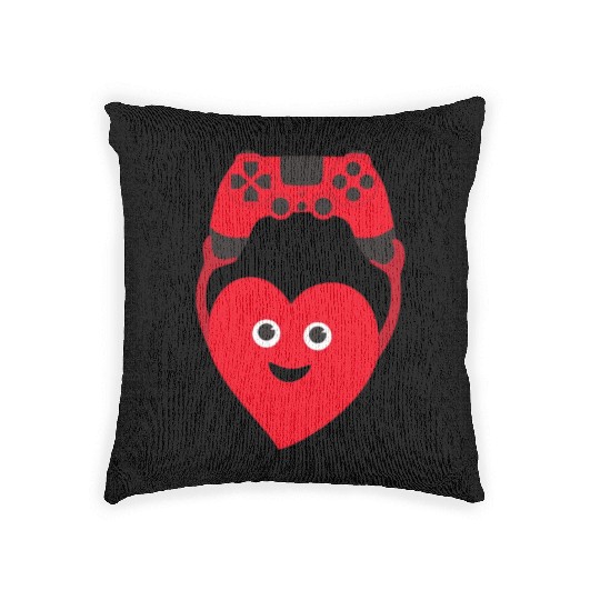 gamer heart valentines day Woven Pillows