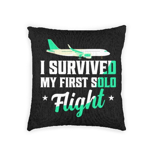I Survived My First Solo Flight Pilot Woven Pillows