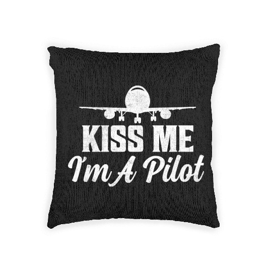 Kiss Me I'm A Pilot Aviation Airline Woven Pillows