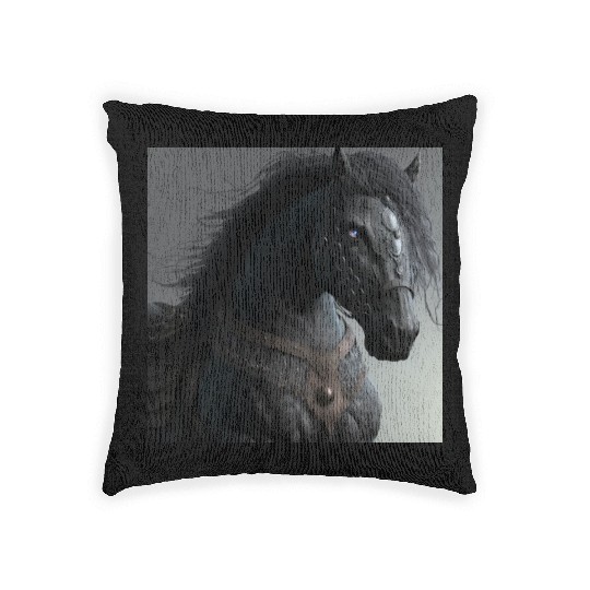 Chaos fantasy beast black horse Woven Pillows